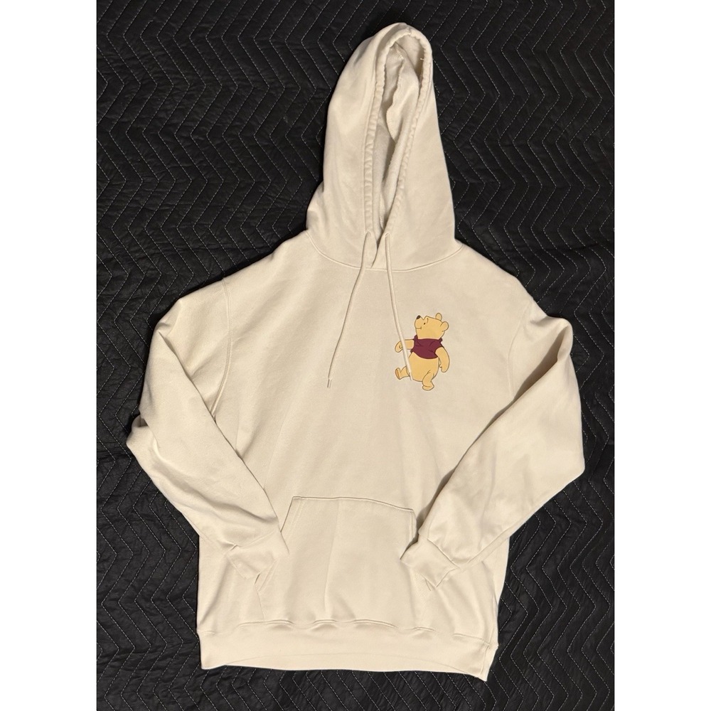 Disney Winnie the Pooh Hoodie Youth L Cream Authentic Tigger Eeyore Piglet Patch
